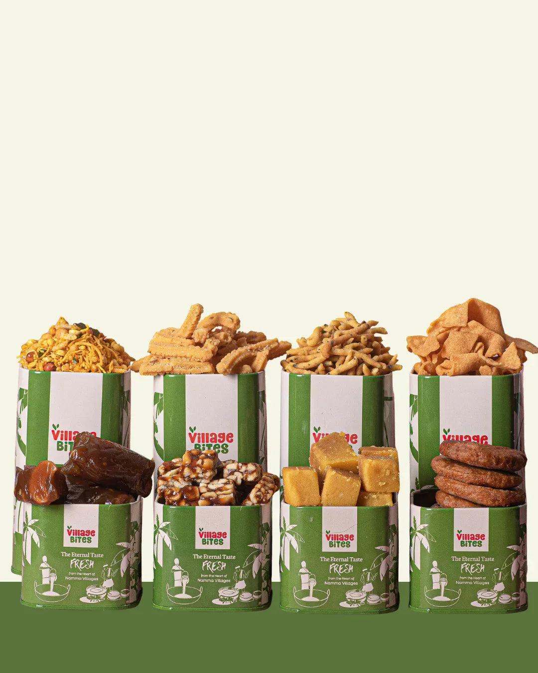 8-in-1 Sweet & Savoury Treat Pack on white background with assorted sweet and savoury tins
