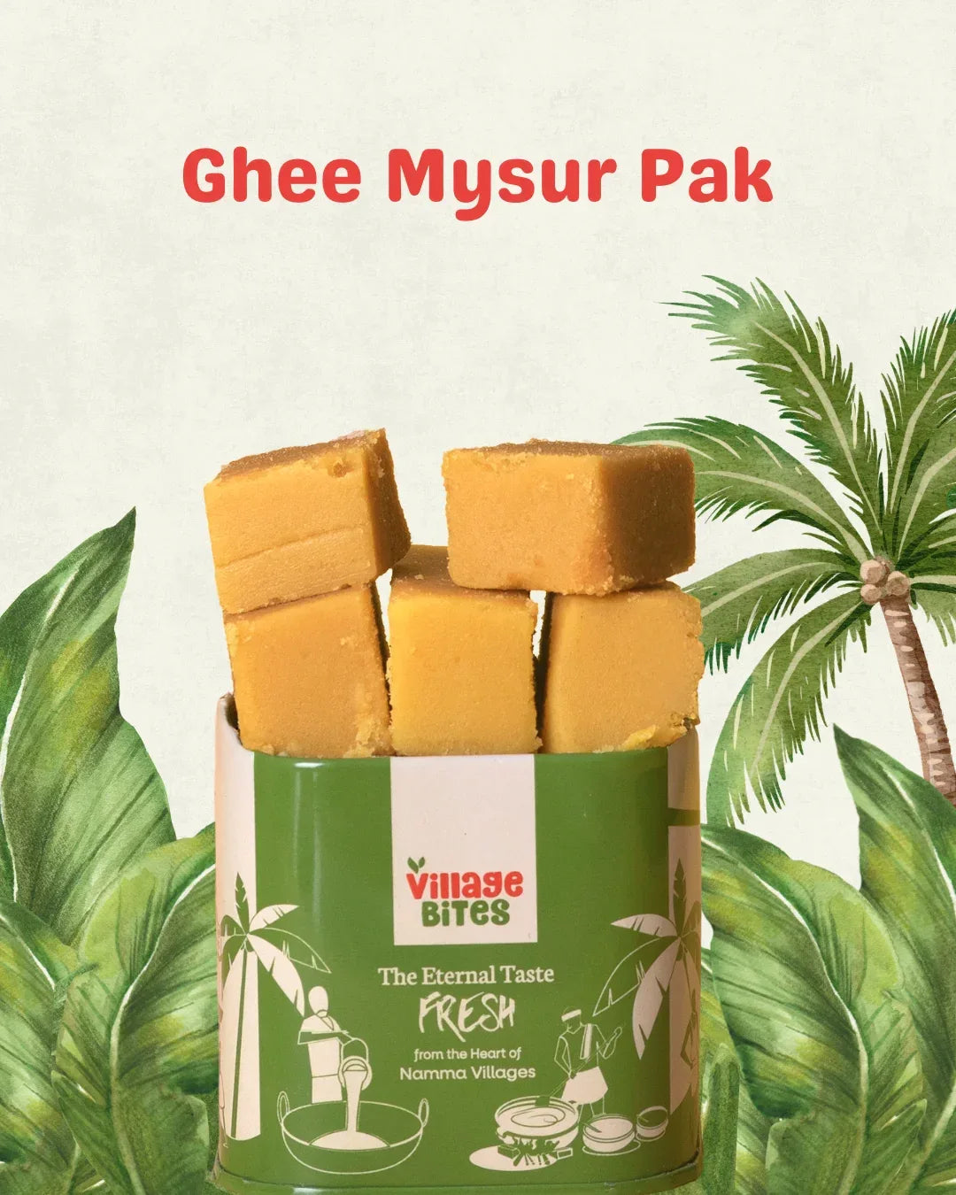 Ghee Mysore Pak festive tin – rich South Indian sweet, best Mysore Pak in India
