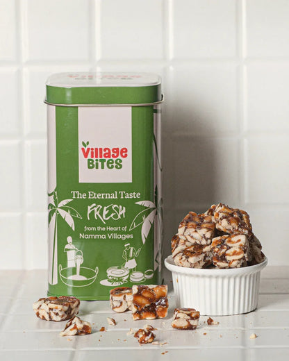Kovilpatti groundnut candy with The Village Bites box