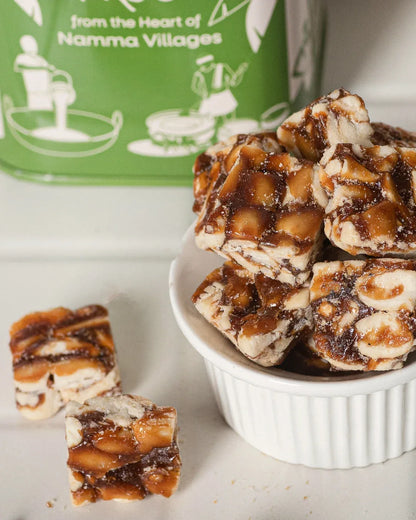 Crunchy Kovilpatti peanut chikki texture 