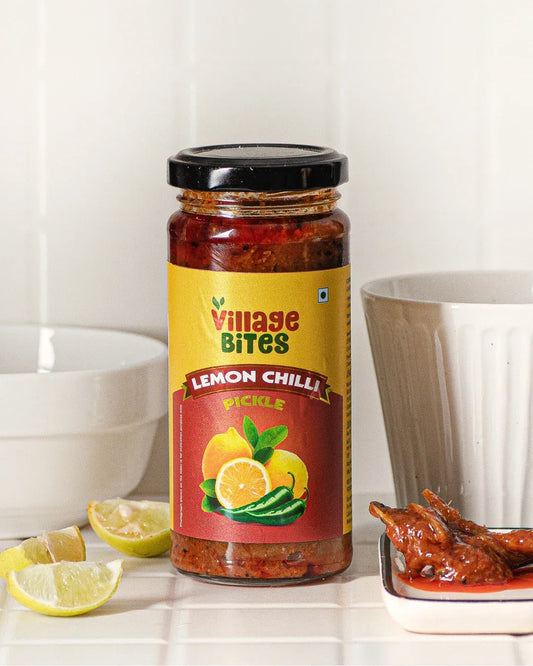 Spicy lemon chilli pickle from The Village Bites – buy lemon pickle online
